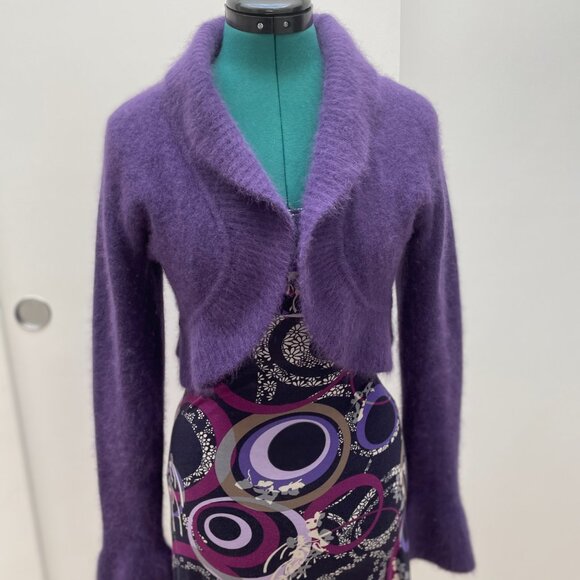 Purple fantasy dress with matching angora cardigan made in Italy - Picture 2 of 5